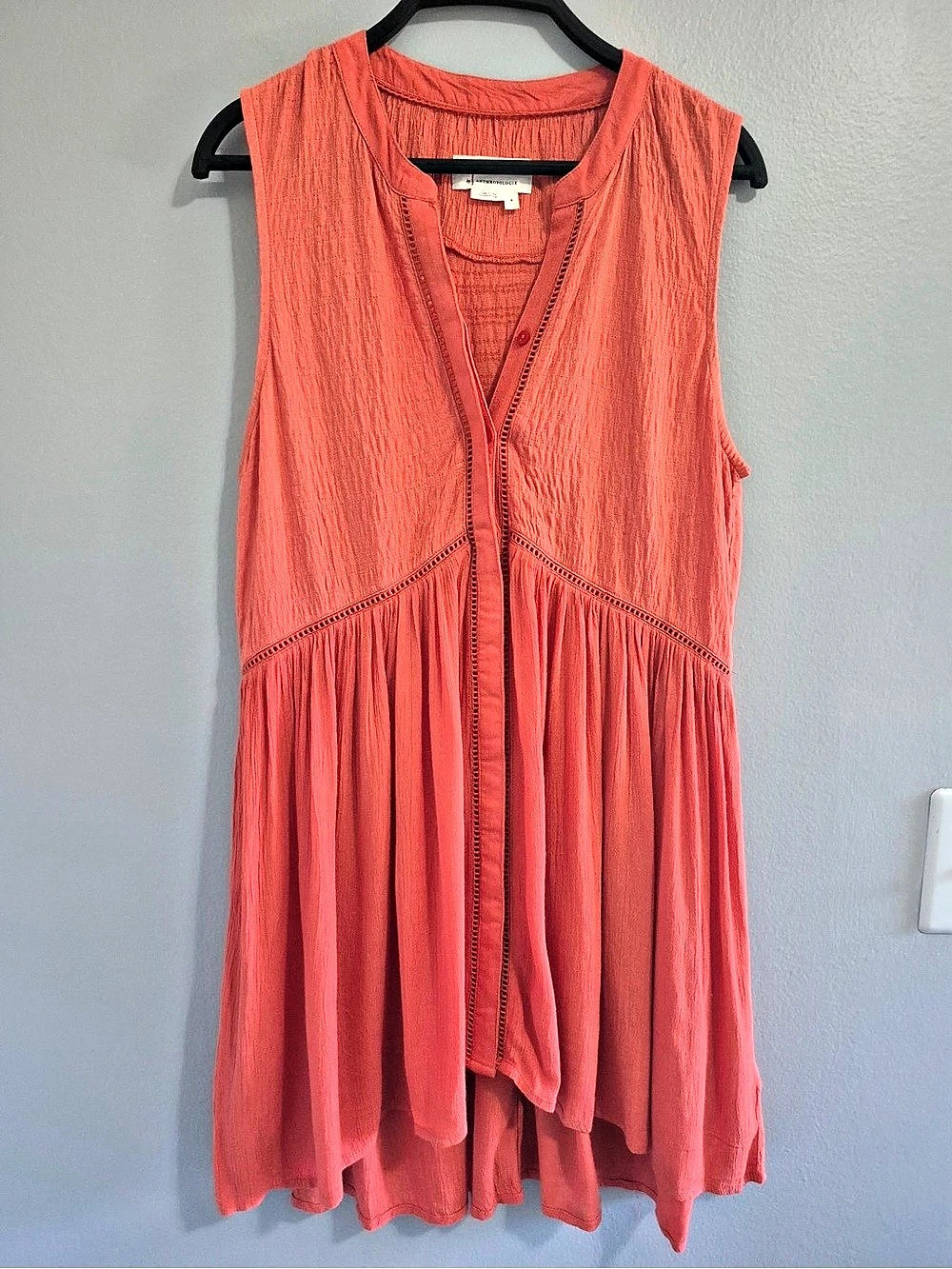 Anthropologie women’s orange sleeveless bohemian tunic blouse size medium
